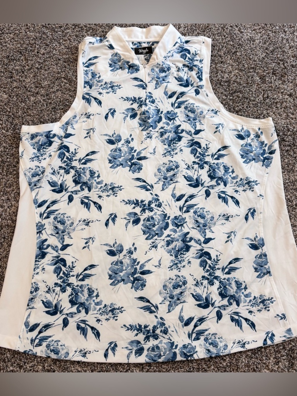 Waggle In- Bloom sleeveless polo razorback tank